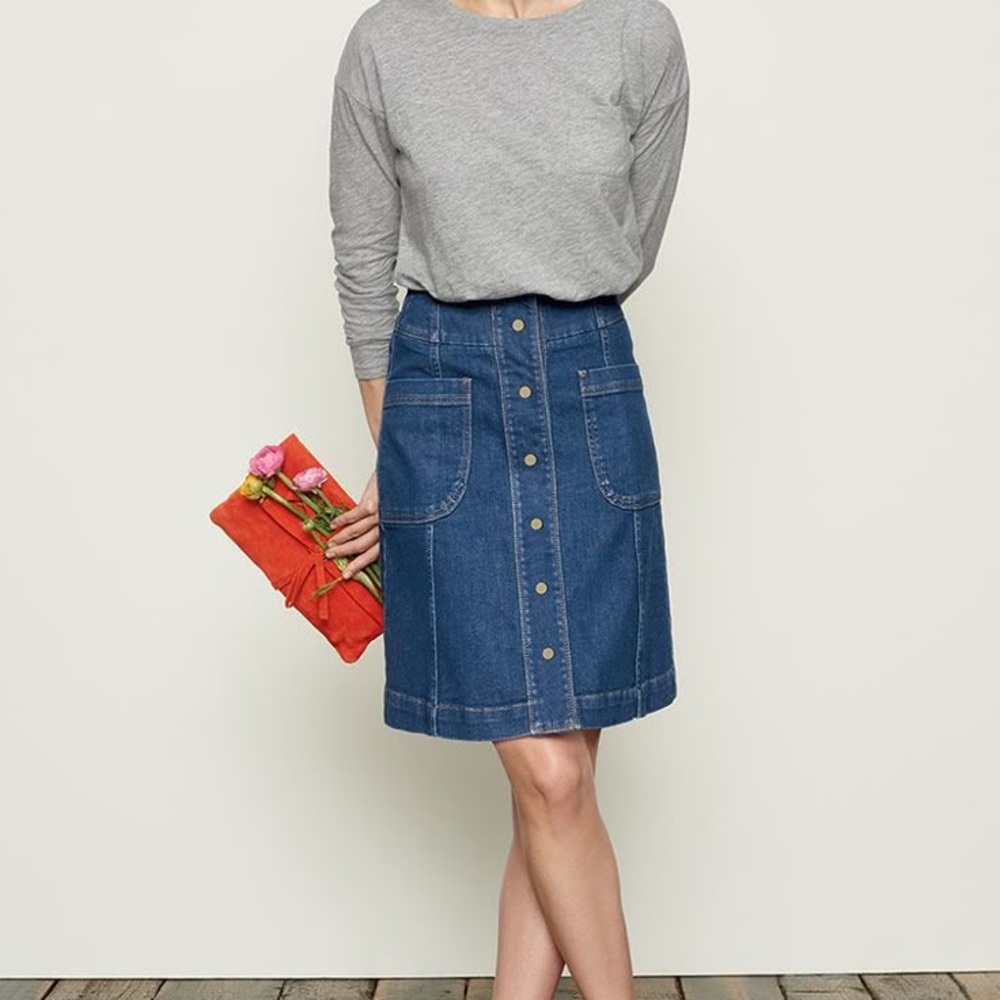 Boden Blue A-Line Denim Skirt